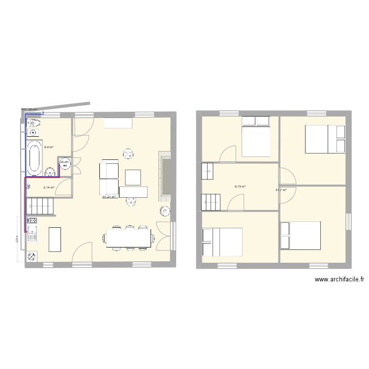 Mayres21. Plan de 5 pièces et 100 m2