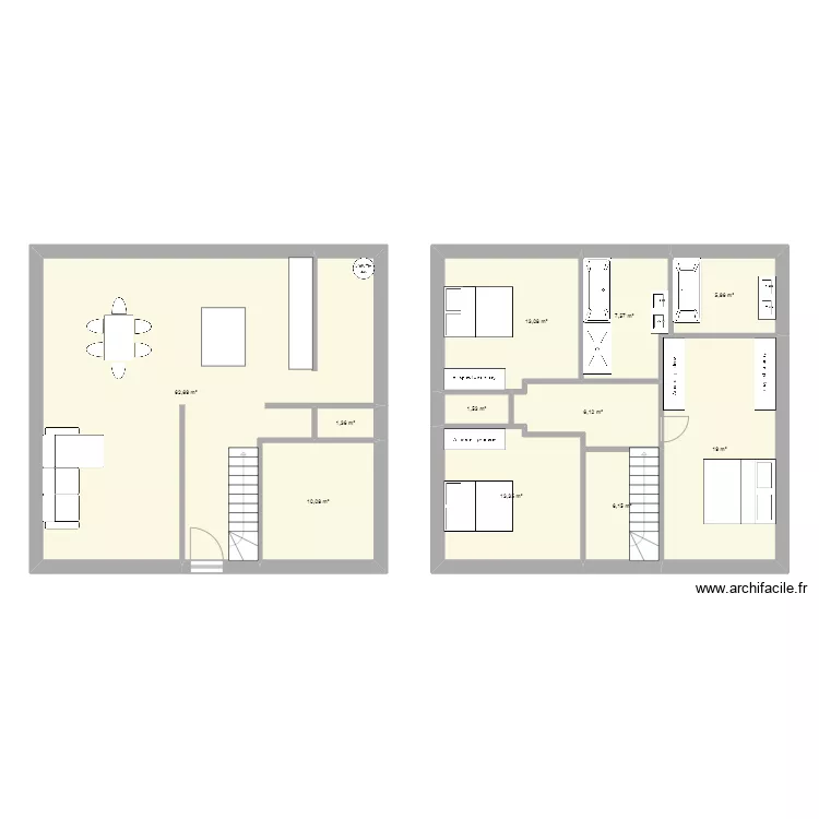 maison etage. Plan de 
