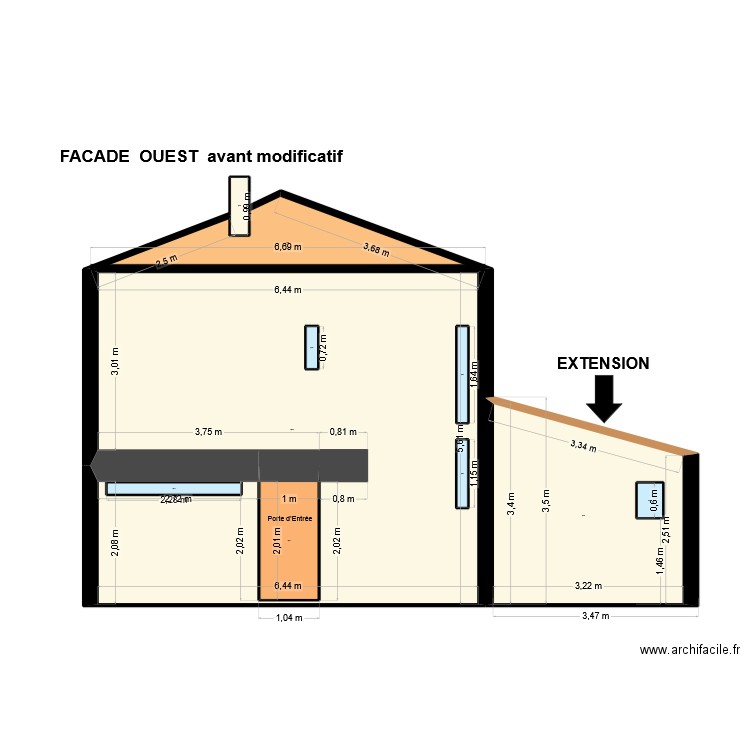 DP CAPO PLANS FACADES OUEST avant modificatif. Plan de 10 pièces et 48 m2