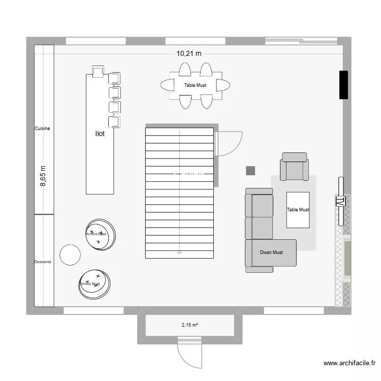 Louis-Maron. Plan de 2 pièces et 90 m²