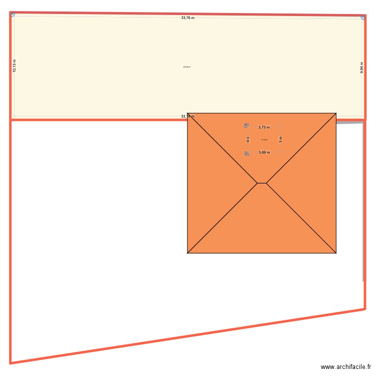 plaine des palmiste. Plan de 2 pièces et 348 m2