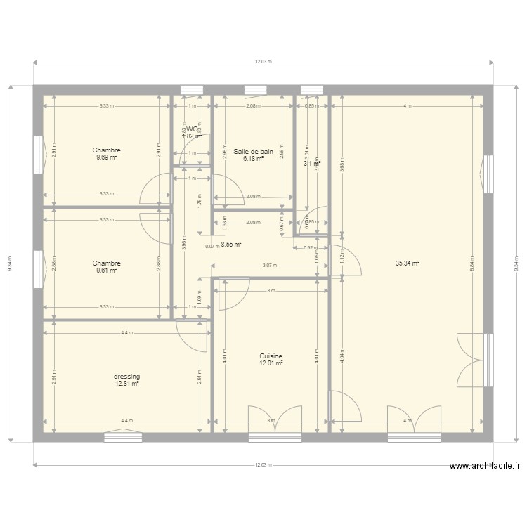 ARMAND. Plan de 9 pièces et 99 m2