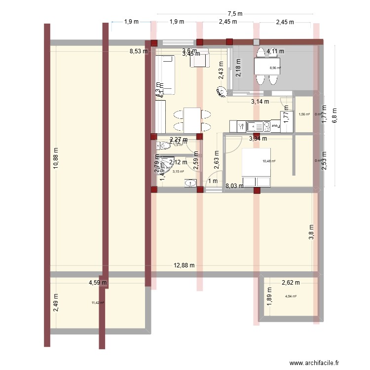 ONESIA - GRANGE SIMULATION STUDIO. Plan de 10 pièces et 148 m2