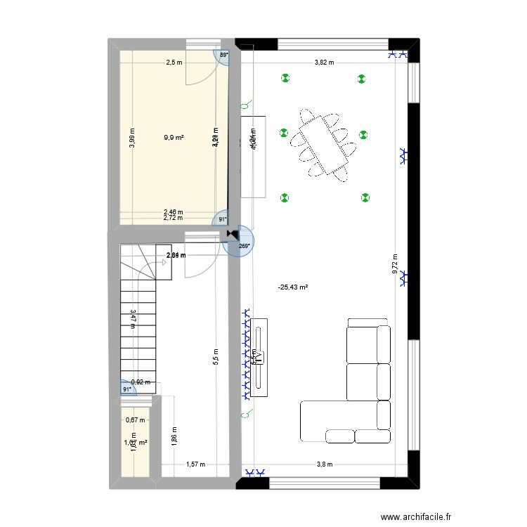 Letterveldweg rdc. Plan de 3 pièces et 58 m2