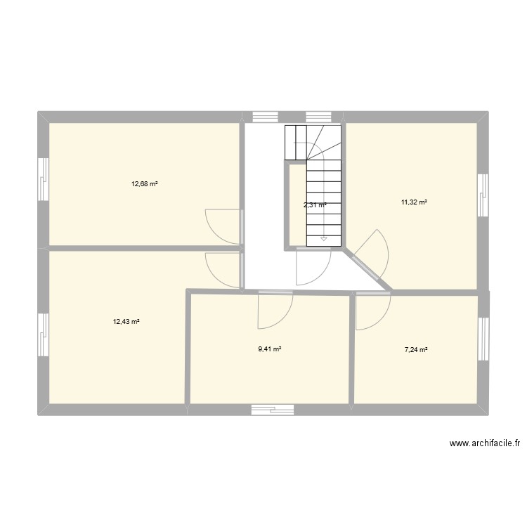 maison 2. Plan de 6 pièces et 55 m2