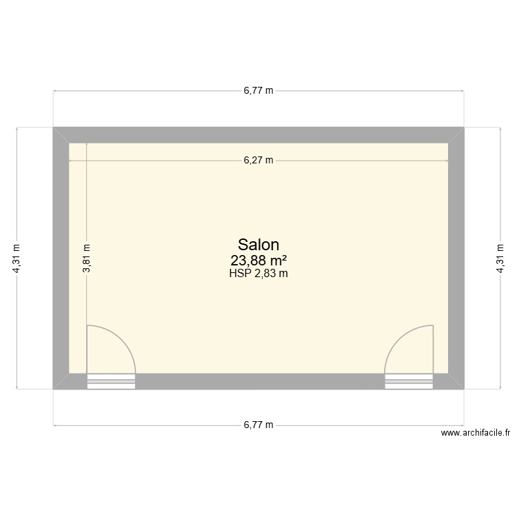 SALON PEYRARD étage. Plan de 1 pièce et 24 m2
