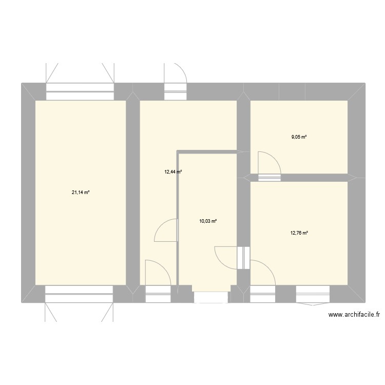 rez de chaussé. Plan de 5 pièces et 65 m2