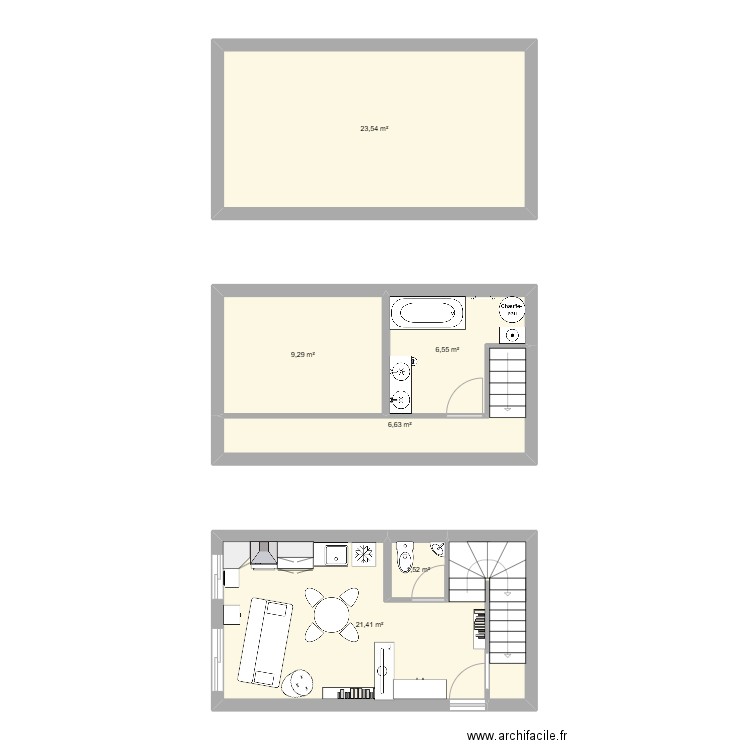 KMA's Flat bis. Plan de 6 pièces et 69 m2