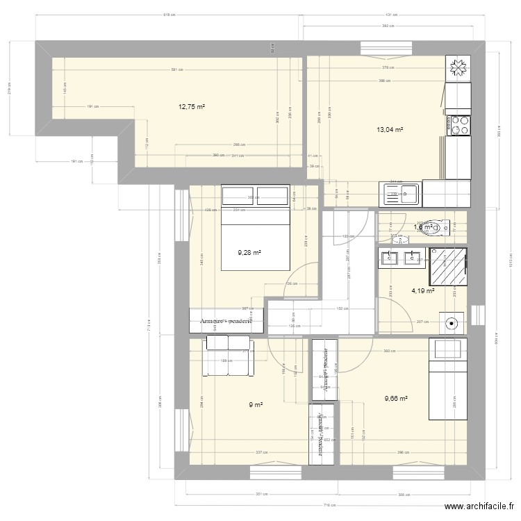 Projet mairie2. Plan de 7 pièces et 60 m2