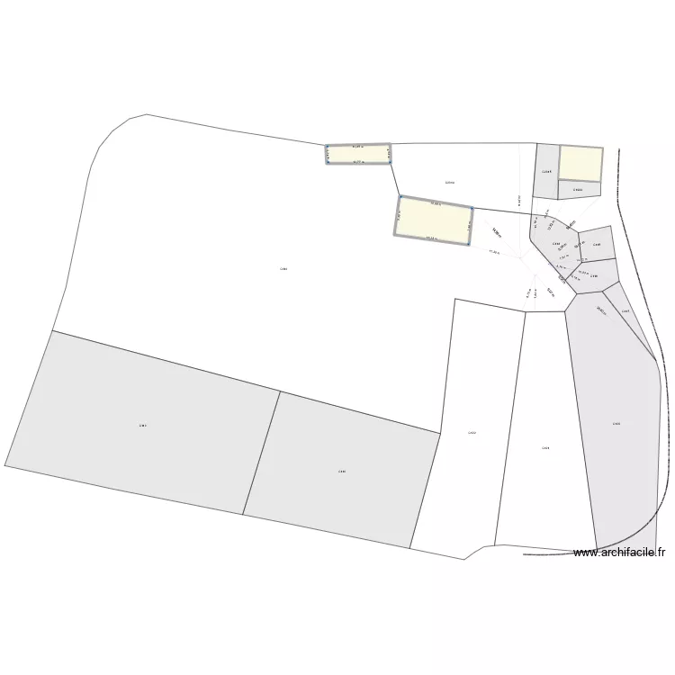 cotes caastre blanc. Plan de 2  et 185 m²