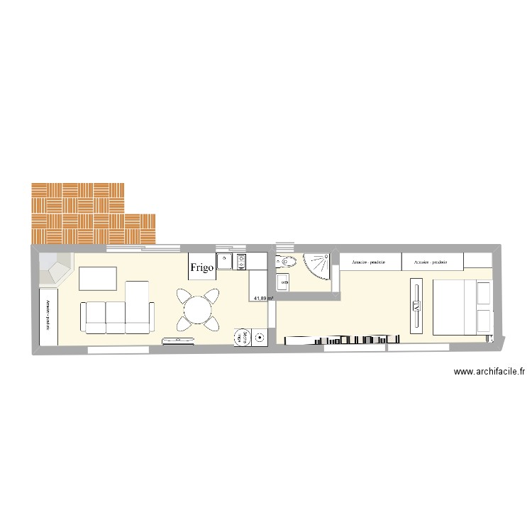 maison bois. Plan de 1 pièce et 42 m2