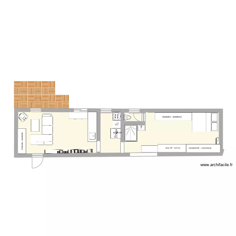 maison bois. Plan de 1  et 41 m²