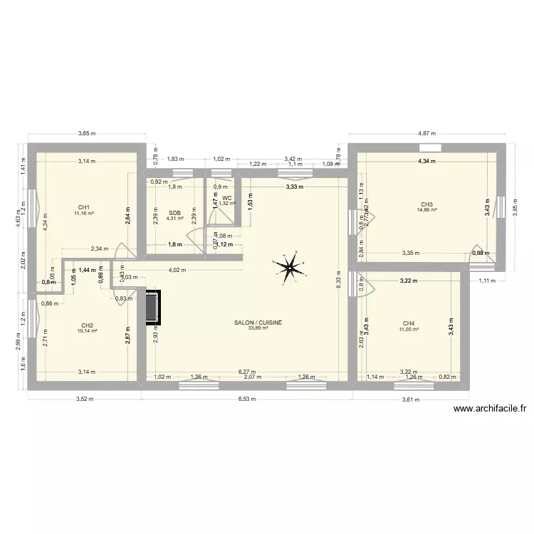 PLAN 2D - MAISON DES LORITZ. Plan de 7 Pièces et 87 m²