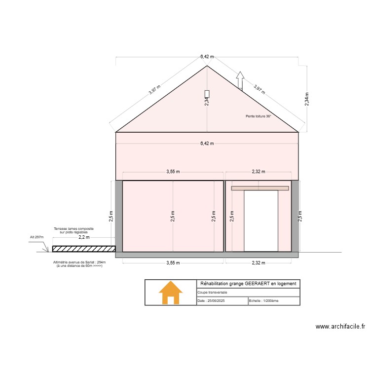 grangette coupe transversale. Plan de 0 pièce et 0 m2