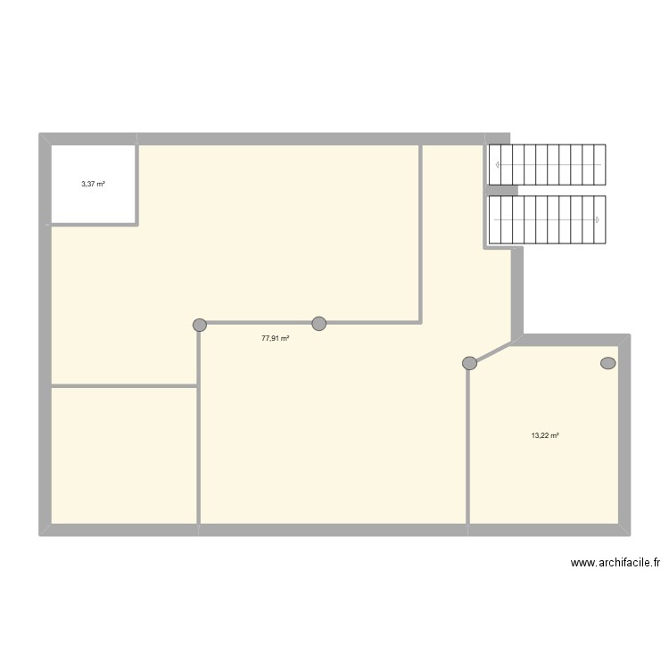 dar. Plan de 3 pièces et 95 m2