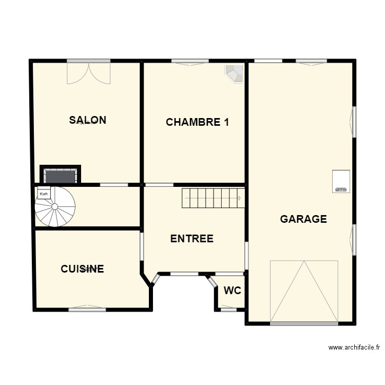 GUEDON RDC. Plan de 7 pièces et 79 m2