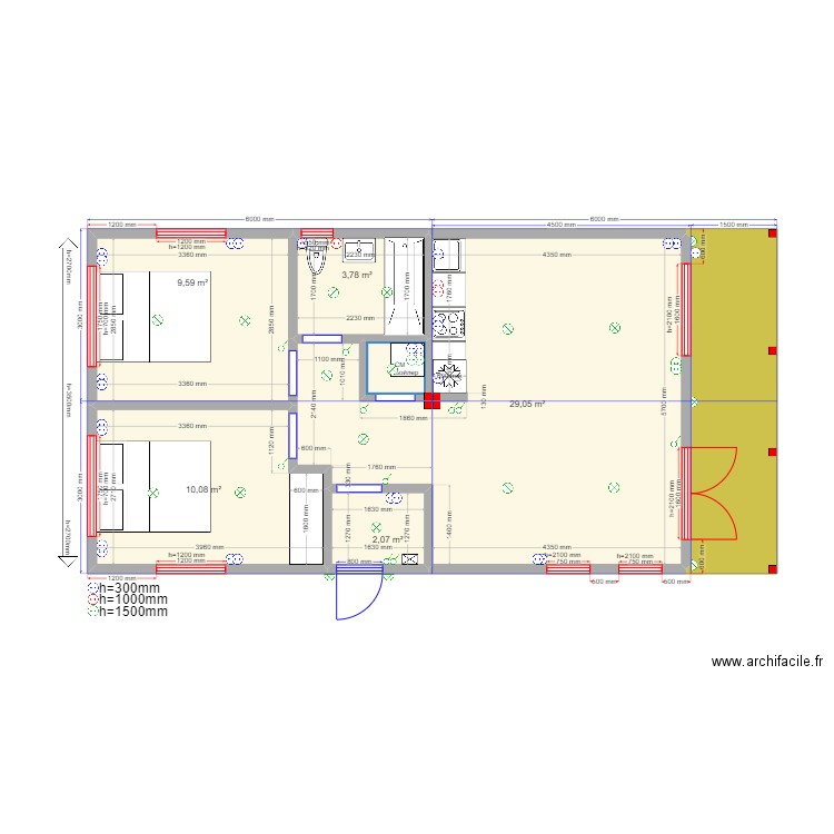 Barn Ярославль. Plan de 7 pièces et 63 m2
