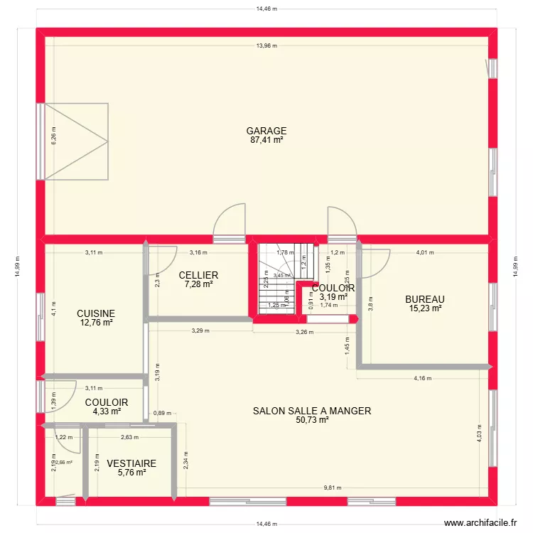 RDC ARCHI  PLUS PETIT. Plan de 10  et 193 m²