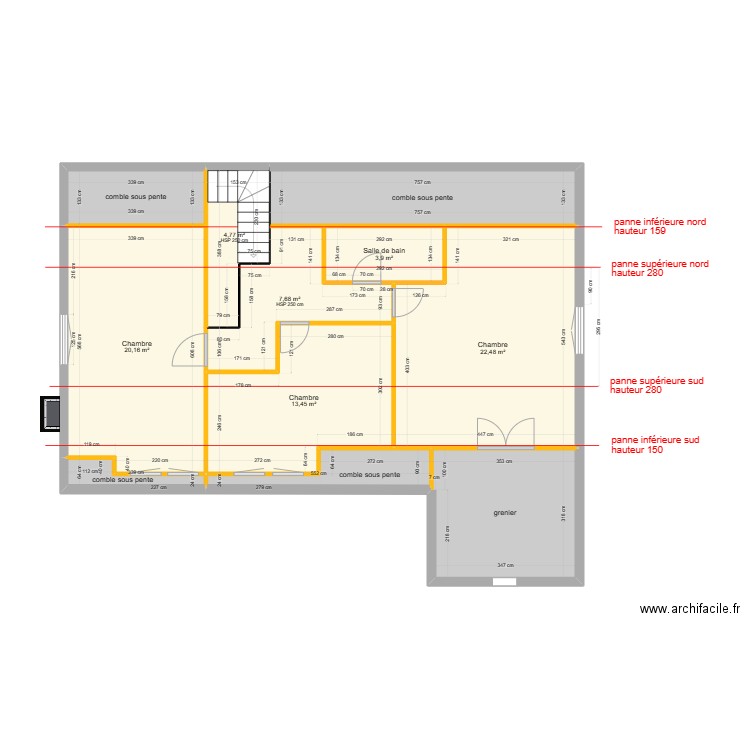 existant maison PAU ETAGE version 22/12. Plan de 11 pièces et 102 m2