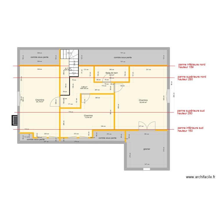 existant maison PAU ETAGE version 22/12. Plan de 0 pièce et 0 m2