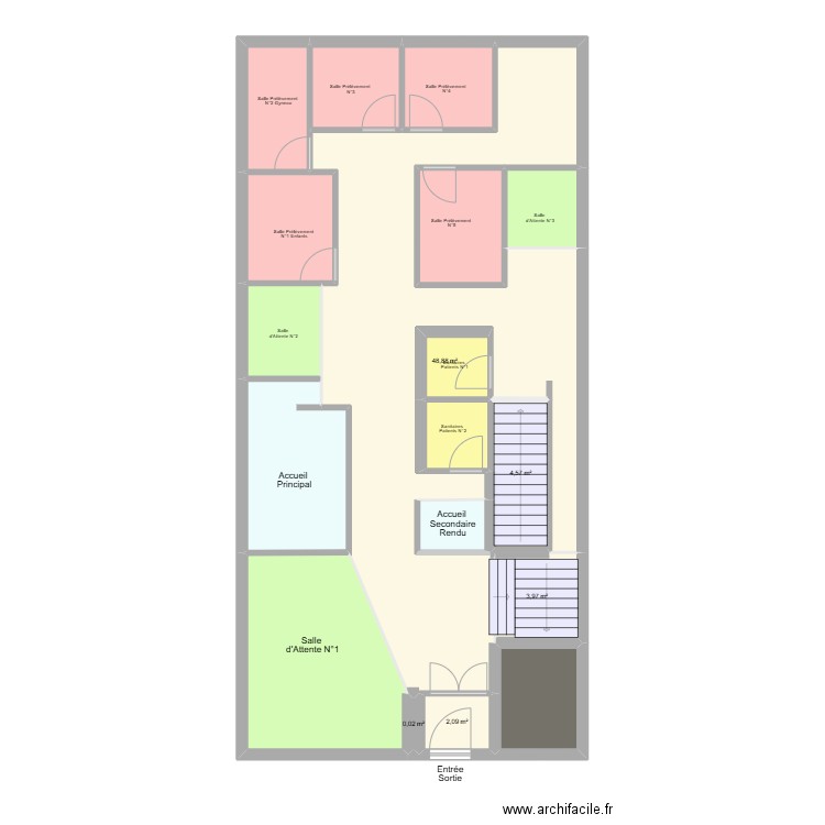 BIOLMH RDC. Plan de 18 pièces et 127 m2