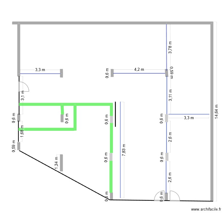 superette avec plan coiffeuse. Plan de 0 pièce et 0 m2
