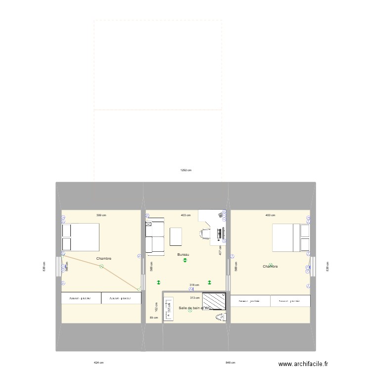 RDC. Plan de 7 pièces et 261 m2