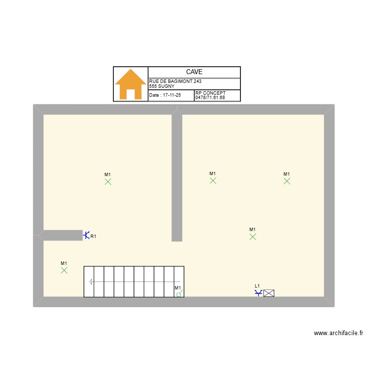 SUGNY CAVE. Plan de 1 pièce et 34 m2
