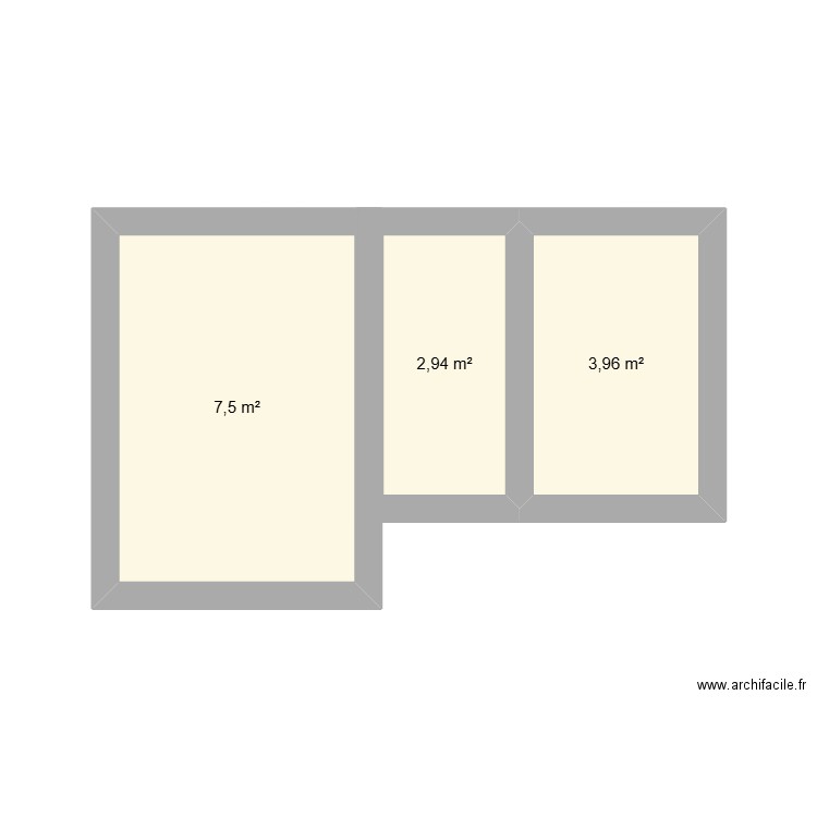 ddd. Plan de 3 pièces et 14 m2