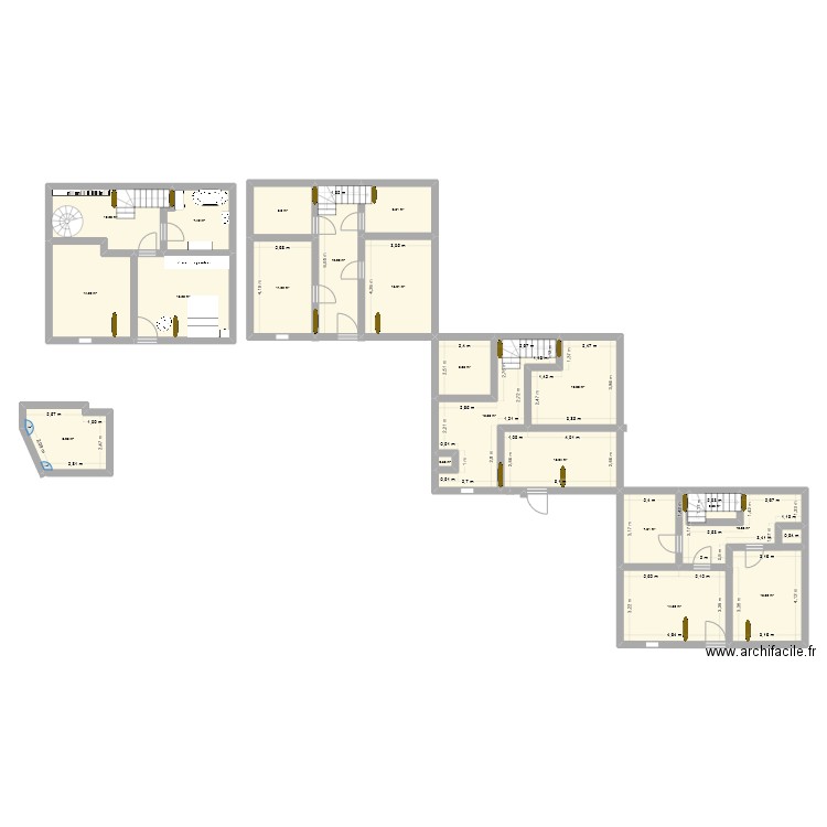 etage1. Plan de 20 pièces et 203 m2