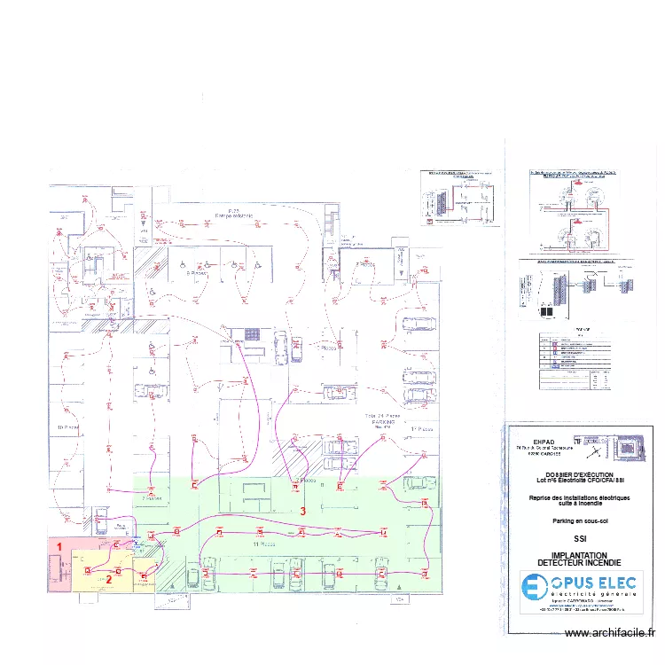 EHPAD sous sol DF SSI. Plan de 3 pièces et 587 m²
