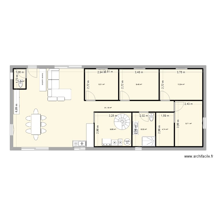 carla 2. Plan de 9 pièces et 174 m2