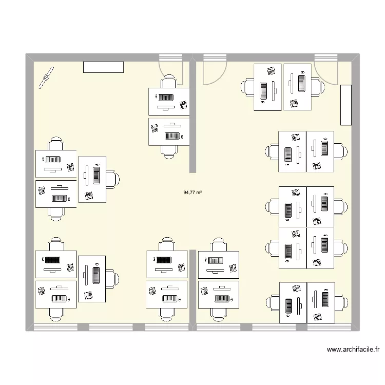 Bureau. Plan de 1  et 95 m²