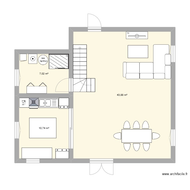 Aaron maison. Plan de 3 pièces et 62 m2
