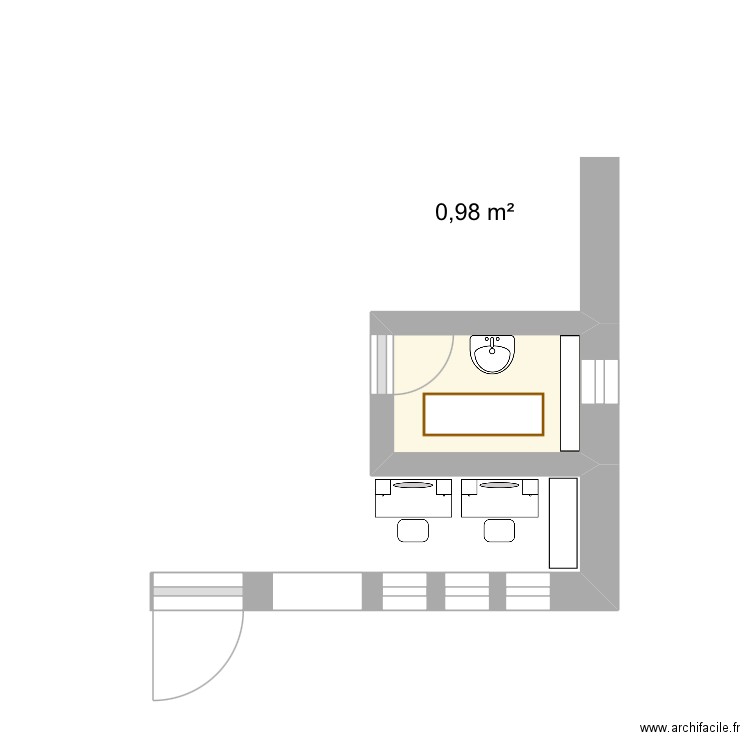 Institut. Plan de 1 pièce et 1 m2