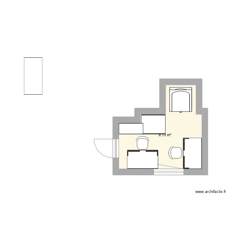 L2 inté. Plan de 1 pièce et 9 m2