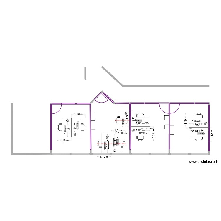 Bureau. Plan de 2 pièces et 27 m2