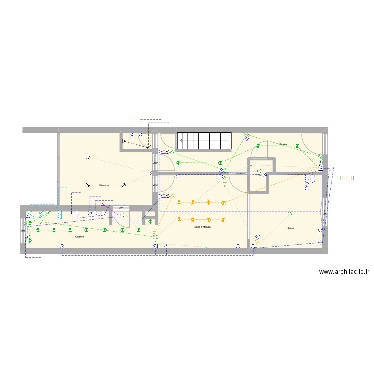 David RDC. Plan de 6 pièces et 69 m2