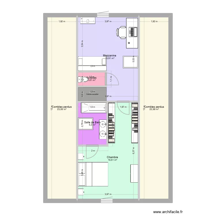 Plan étage. Plan de 6 et 92 m² Plan étage. Plan de 6 et 92 m²