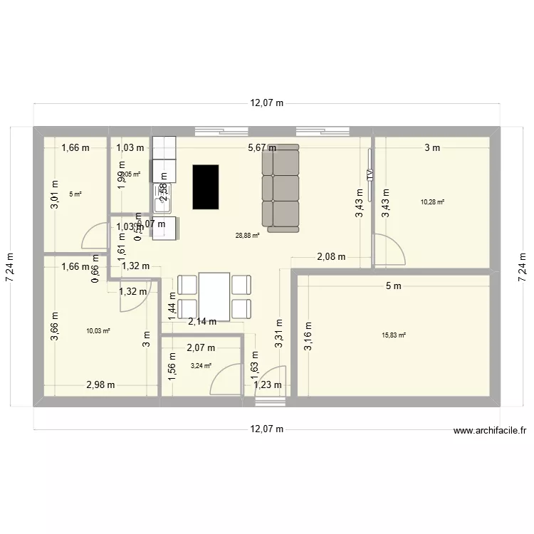 Maison 2. Plan de 7 Pièces et 75 m² Maison 2. Plan de 7 Pièces et 75 m²
