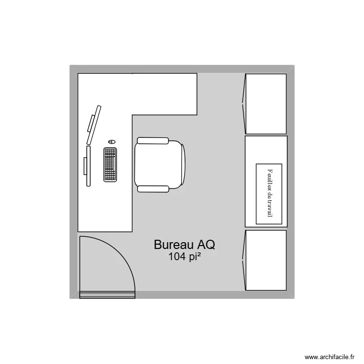 Bureau AQ. Plan de 1 Pièce et 10 m² Bureau AQ. Plan de 1 Pièce et 10 m²