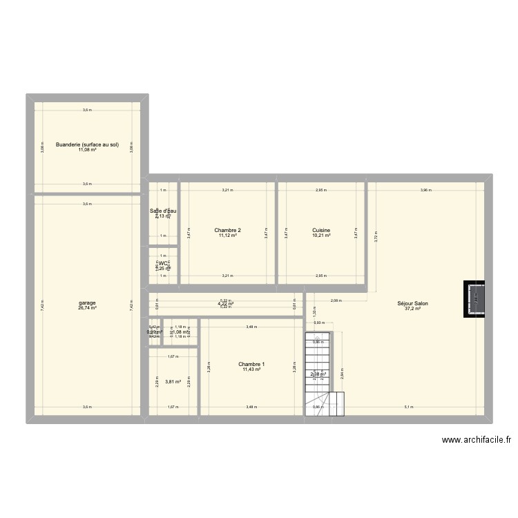 Jeu de paume. Plan de 20 pièces et 192 m2