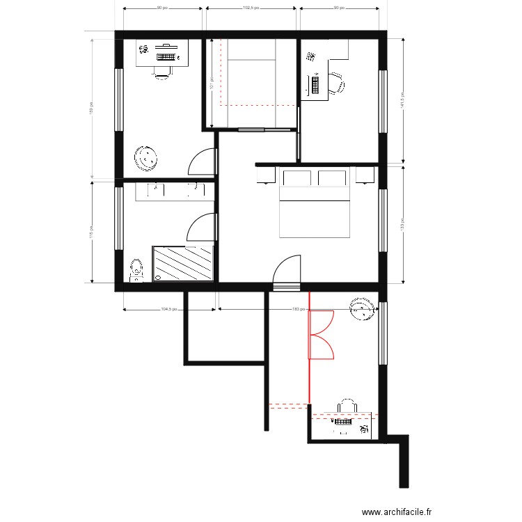 cyr 2. Plan de 4 pièces et 55 m2
