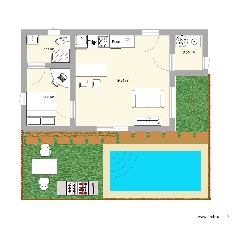 otari 32. Plan de 4 pièces et 30 m2