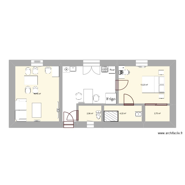 2tne napoleon jules. Plan de 5 pièces et 40 m2
