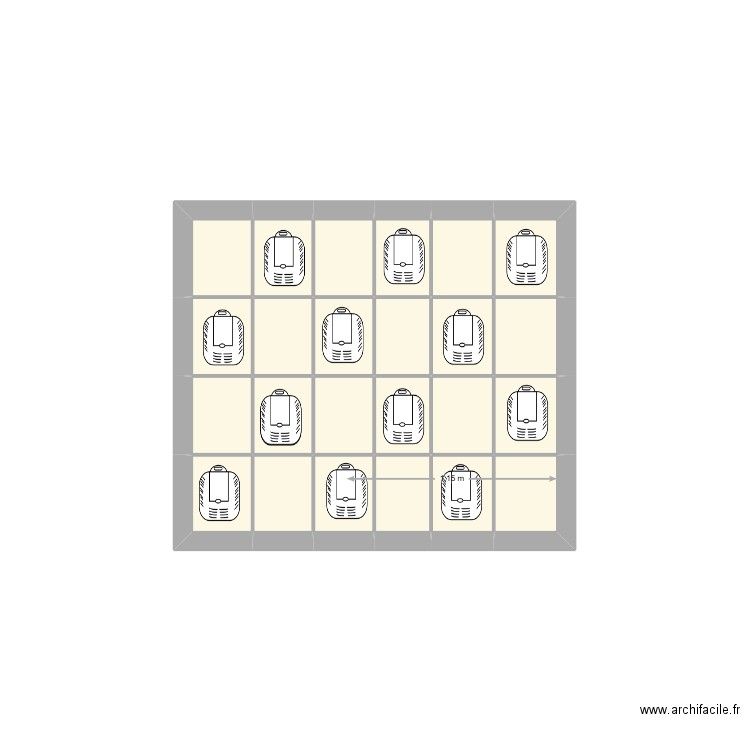 Sacs Fanny. Plan de 24 pièces et 3 m2