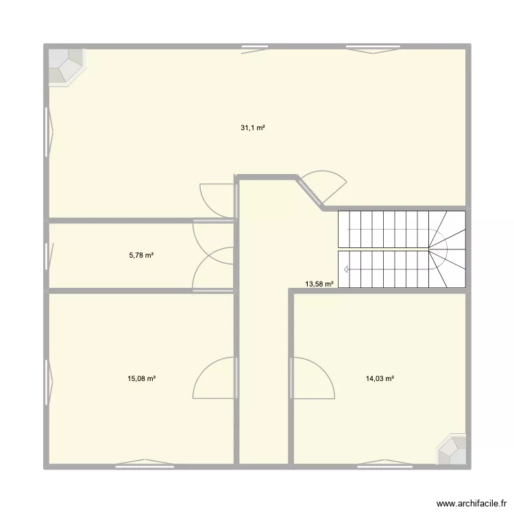 RDC mesures exactes. Plan de 5  et 80 m²