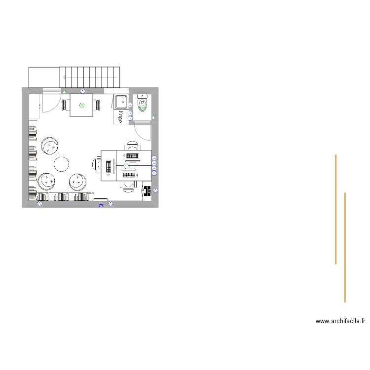 Bureau v3. Plan de 2 pièces et 20 m2