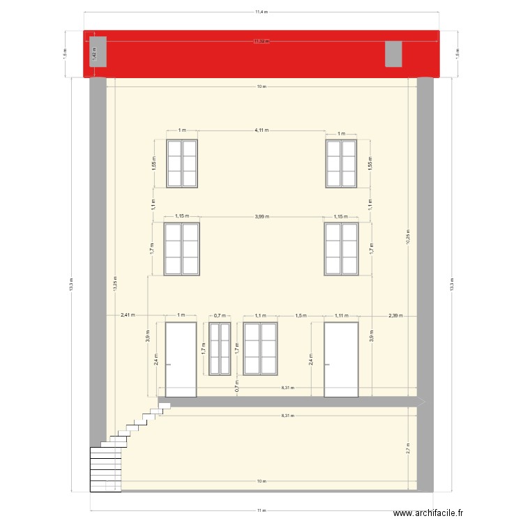 Kevin69860 - 210m2 façade Est actuel. Plan de 2 pièces et 146 m2