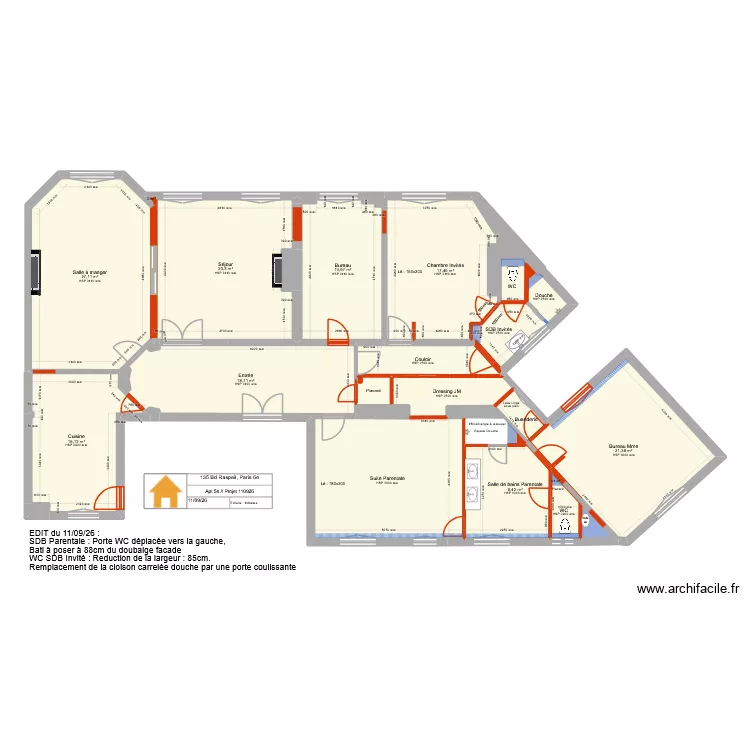 135 Raspail 5e Projet 110926. Plan de 32 Pièces et 196 m² 135 Raspail 5e Projet 110926. Plan de 32 Pièces et 196 m²